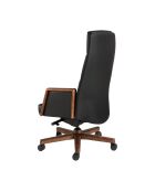 Fauteuil de bureau en cuir pivotant moderne avec assise et dossier noyer/noir - 68x70x120 cm