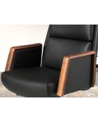 Fauteuil de bureau en cuir pivotant moderne avec assise et dossier noyer/noir - 68x70x120 cm
