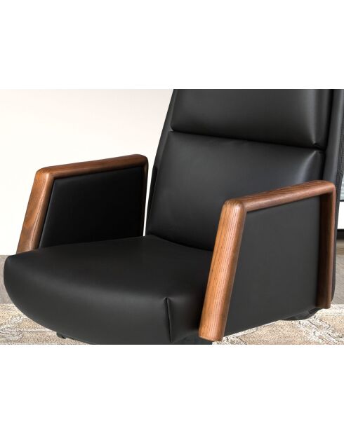 Fauteuil de bureau en cuir pivotant moderne avec assise et dossier noyer/noir - 68x70x120 cm