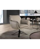 Fauteuil pivotant en cuir au design moderne gris/noir - 77x74x90 cm
