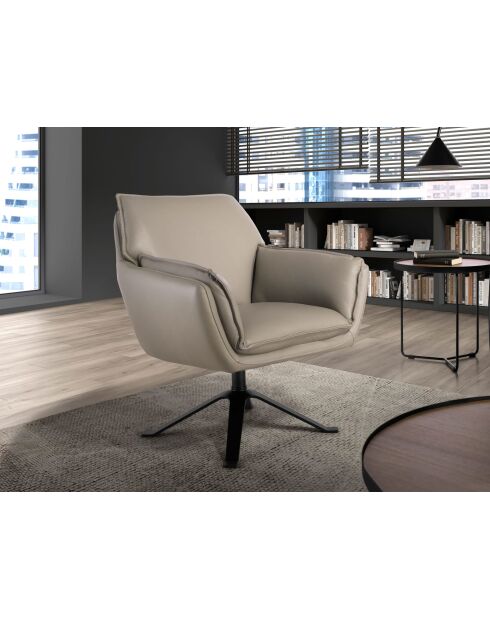 Fauteuil pivotant en cuir au design moderne gris/noir - 77x74x90 cm