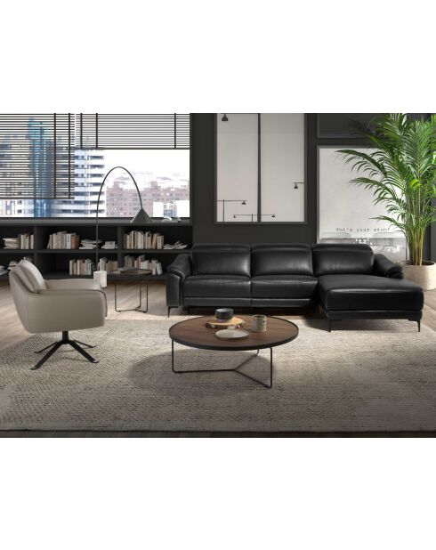 Fauteuil pivotant en cuir au design moderne gris/noir - 77x74x90 cm