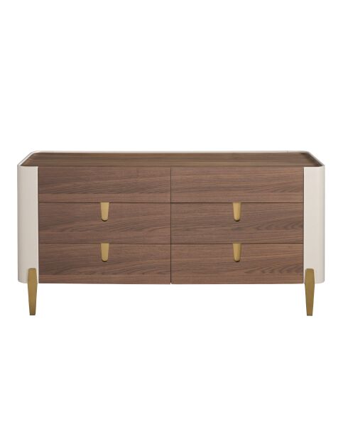 Commode Beige/Noyer - 160x47x47 cm