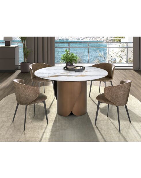 Chaise au design moderne avec assise et dossier brun marbré/gris anthracite - 59 x 55 x 76 cm