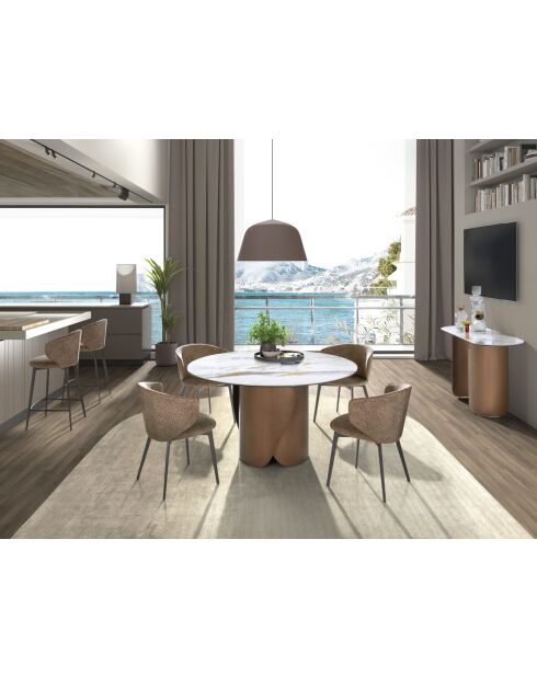 Chaise au design moderne avec assise et dossier brun marbré/gris anthracite - 59 x 55 x 76 cm