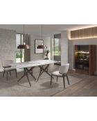Chaise au design moderne chêne frêne foncé/gris clair - 53x55x78 cm