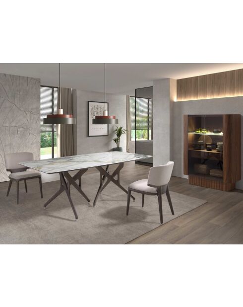 Chaise au design moderne chêne frêne foncé/gris clair - 53x55x78 cm