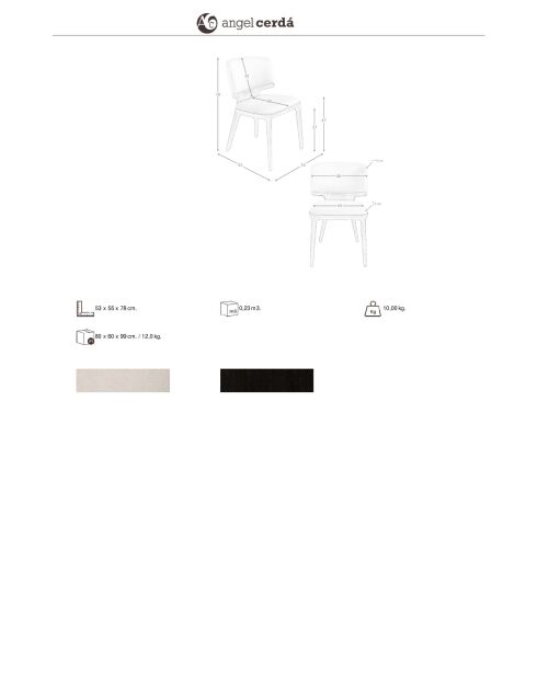 Chaise au design moderne chêne frêne foncé/gris clair - 53x55x78 cm