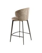 Tabouret de bar au design moderne avec assise et dossier brun marbré/gris anthracite - 52x48x92 cm