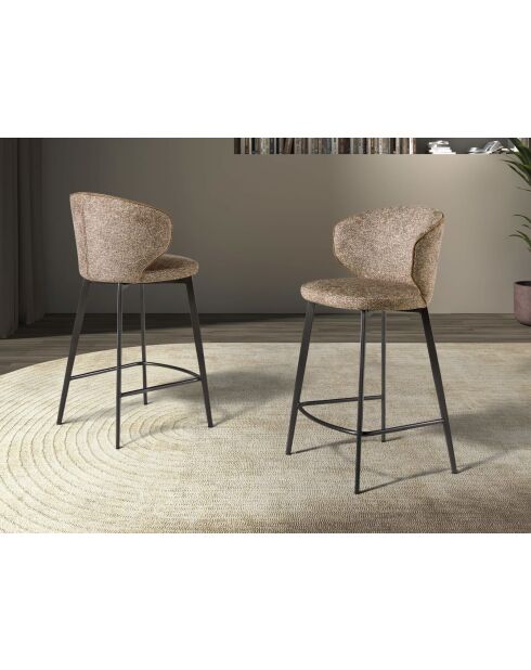 Tabouret de bar au design moderne avec assise et dossier brun marbré/gris anthracite - 52x48x92 cm