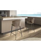 Tabouret de bar au design moderne avec assise et dossier brun marbré/gris anthracite - 52x48x92 cm