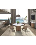 Tabouret de bar au design moderne avec assise et dossier brun marbré/gris anthracite - 52x48x92 cm