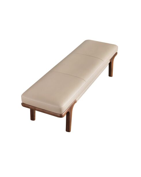 Moderner Hocker aus Kunstleder mit Sitzbezug aus Nerz/dunklem Nussbaum - 162x50x43 cm
