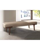 Moderne kunstleren kruk met zitting bekleed met nerts/donker walnoot - 162x50x43 cm