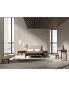 Moderne kunstleren kruk met zitting bekleed met nerts/donker walnoot - 162x50x43 cm