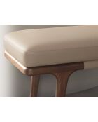 Moderne kunstleren kruk met zitting bekleed met nerts/donker walnoot - 162x50x43 cm