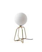Tafellamp met gouden stalen behuizing en wit getinte glazen lamp. wit/goud - 16,5x16,5x35,5 cm