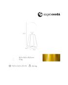 Tafellamp met gouden stalen behuizing en wit getinte glazen lamp. wit/goud - 16,5x16,5x35,5 cm