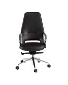 Fauteuil de bureau en cuir pivotant moderne avec assise et dossier noir/acier - 57x68x113 cm