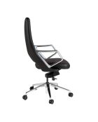 Fauteuil de bureau en cuir pivotant moderne avec assise et dossier noir/acier - 57x68x113 cm