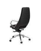 Fauteuil de bureau en cuir pivotant moderne avec assise et dossier noir/acier - 57x68x113 cm