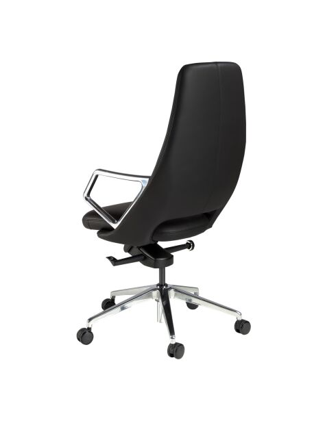 Fauteuil de bureau en cuir pivotant moderne avec assise et dossier noir/acier - 57x68x113 cm
