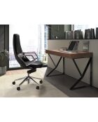 Fauteuil de bureau en cuir pivotant moderne avec assise et dossier noir/acier - 57x68x113 cm