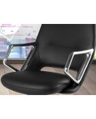 Fauteuil de bureau en cuir pivotant moderne avec assise et dossier noir/acier - 57x68x113 cm