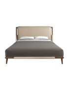 Doppelbett in modernem Nerz-/dunklem Nussbaumdesign - 188x216x120 cm.