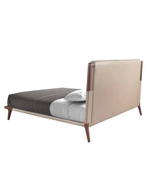 Doppelbett in modernem Nerz-/dunklem Nussbaumdesign - 188x216x120 cm.