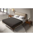 Doppelbett in modernem Nerz-/dunklem Nussbaumdesign - 188x216x120 cm.