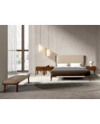 Doppelbett in modernem Nerz-/dunklem Nussbaumdesign - 188x216x120 cm.