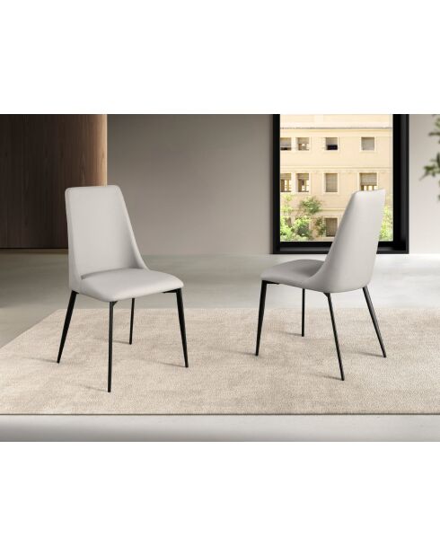 Chaise au design moderne en cuir avec assise et dossier gris clair/noir - 46 x 58 x 88 cm