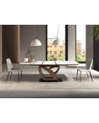 Chaise au design moderne en cuir avec assise et dossier gris clair/noir - 46 x 58 x 88 cm
