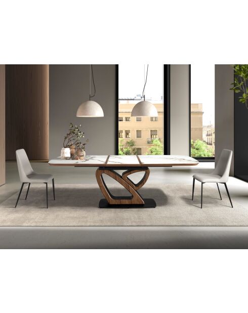 Chaise au design moderne en cuir avec assise et dossier gris clair/noir - 46 x 58 x 88 cm