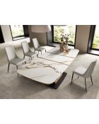 Chaise au design moderne en cuir avec assise et dossier gris clair/noir - 46 x 58 x 88 cm