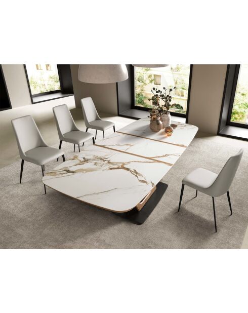Chaise au design moderne en cuir avec assise et dossier gris clair/noir - 46 x 58 x 88 cm