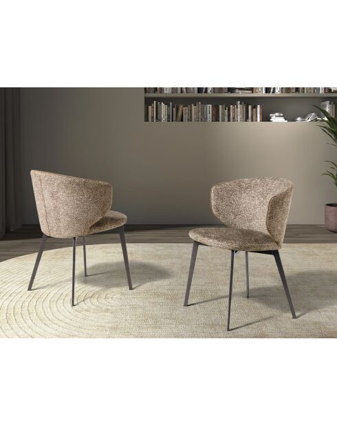 Chaise au design moderne avec assise et dossier brun foncé/noir - 51 x 62 x 77 cm