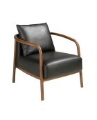 Fauteuil aux accoudoirs en cuir au design moderne avec assise et dossier noyer/noir - 75x81x80 cm