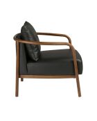 Fauteuil aux accoudoirs en cuir au design moderne avec assise et dossier noyer/noir - 75x81x80 cm