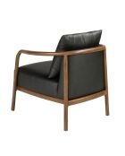 Fauteuil aux accoudoirs en cuir au design moderne avec assise et dossier noyer/noir - 75x81x80 cm