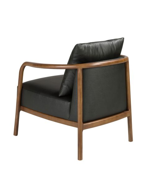 Fauteuil aux accoudoirs en cuir au design moderne avec assise et dossier noyer/noir - 75x81x80 cm