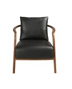 Fauteuil aux accoudoirs en cuir au design moderne avec assise et dossier noyer/noir - 75x81x80 cm