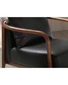 Fauteuil aux accoudoirs en cuir au design moderne avec assise et dossier noyer/noir - 75x81x80 cm