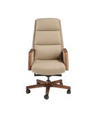 Fauteuil de bureau en cuir pivotant moderne avec assise et dossier noyer/vison - 68x70x120 cm