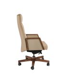 Fauteuil de bureau en cuir pivotant moderne avec assise et dossier noyer/vison - 68x70x120 cm