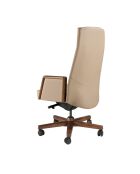 Fauteuil de bureau en cuir pivotant moderne avec assise et dossier noyer/vison - 68x70x120 cm