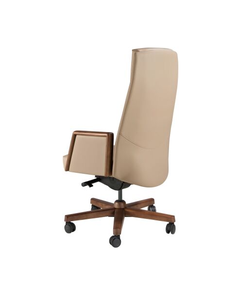 Fauteuil de bureau en cuir pivotant moderne avec assise et dossier noyer/vison - 68x70x120 cm