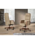 Fauteuil de bureau en cuir pivotant moderne avec assise et dossier noyer/vison - 68x70x120 cm