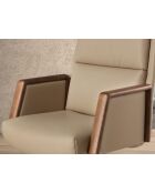Fauteuil de bureau en cuir pivotant moderne avec assise et dossier noyer/vison - 68x70x120 cm